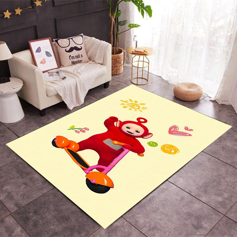 Teletubbies Scooter Adventure Themed Anti-Slip Rugs - Polyester Home Decor, Suitable for Bedrooms, Living Rooms, Doorways, Studios, and Decorations