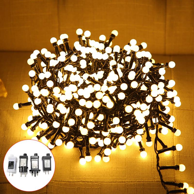 Chibi Maruko-chan Solar-Powered Outdoor String Lights: White and Colored Ball Decorative Lights, Waterproof for Camping and New Year Festivities.
