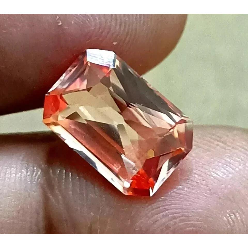 8-10 Ct Natural Padparadscha Sapphire Emerald Cut Beautiful Certified Gemstone