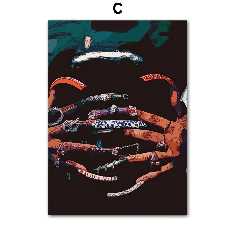 Модные очки, черная девушка, красивые ногти, настенная живопись на холсте, украшения для гостиной, постеры и принты, настенные картины для дома