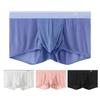 Мужское нижнее белье-боксеры с низкой посадкой и эластичным поясом, облегающие шорты, трусы, однотонные U-выпуклые тонкие трусики из ледяного шелка