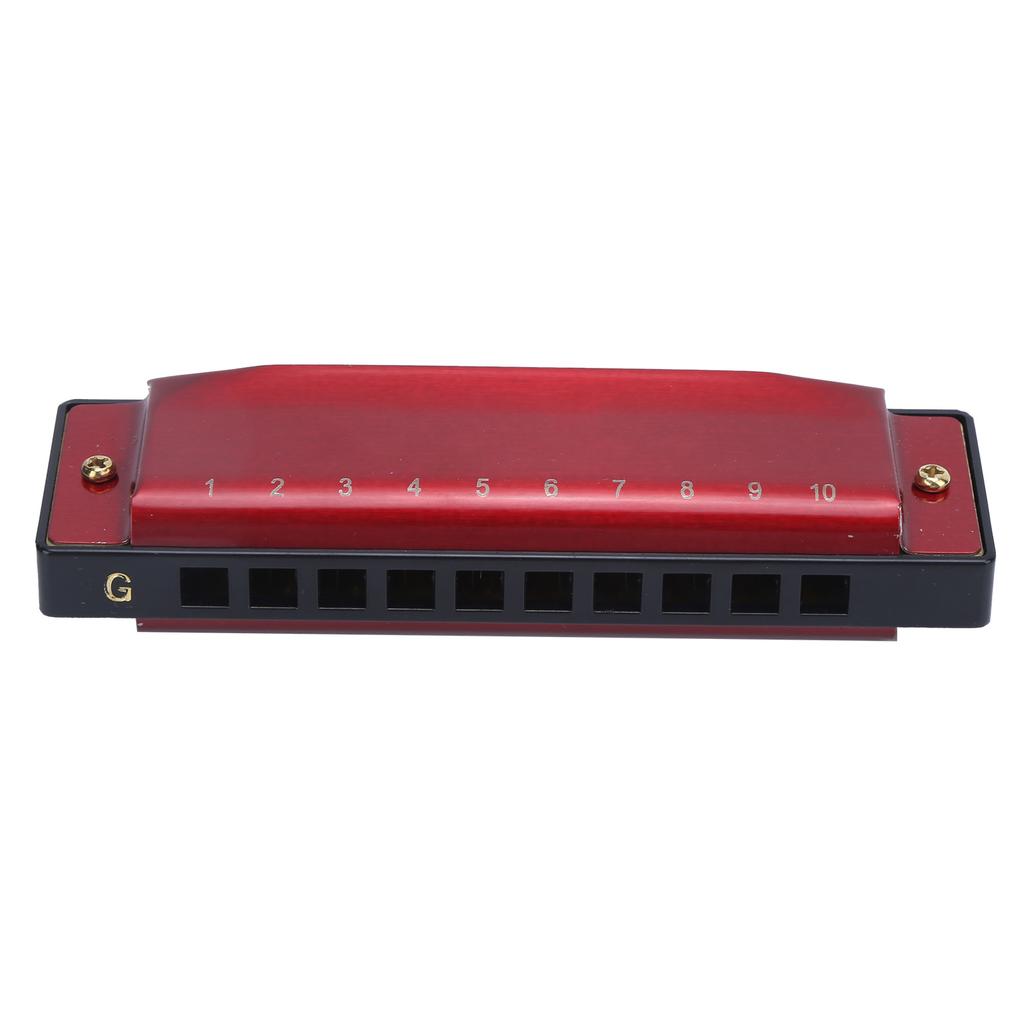 Harmonica 10 Hole 20 Tone G Key Playing Mouth Organ Wind Musical Instrument with Box ClothSilver