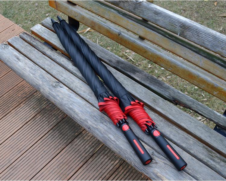 Мужской большой черный зонт для гольфа с длинной ручкой – Настраиваемый бизнес-подарок высокого класса