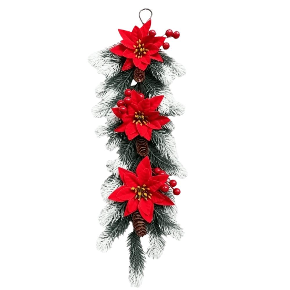 Lifelike Artificial Christmas Wreath Plastic Simulated Christmas Snow Twig Table Decor