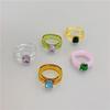 Japanese & Korean Pastel Resin Acrylic Gem Ring - Candy Color Jelly Texture