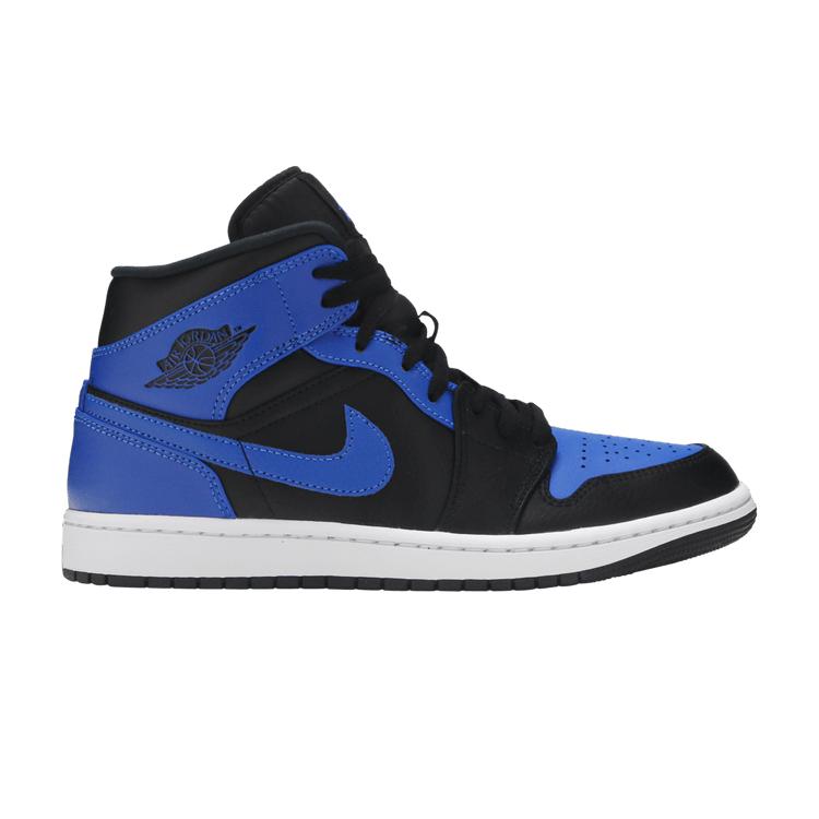 Men's Sneakers Nike Jordan 1 Mid Hyper Royal Tumbled Leather Black/Hyper Royal-White