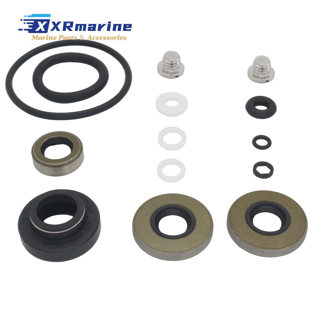Lower Unit Gearcase Seal Kit with Drain Screws Fits for OMC Johnson Evinrude Outboard Motor 396350 0396350 777568 0777568