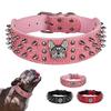 2" Wide Sharp Spiked Studded Leather Dog Collars Pitbull Bulldog Big Dog Collars Adjustable For Medium Large Dogs Boxer Pitbull
