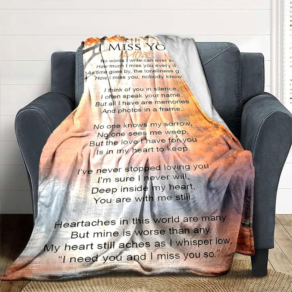 I Miss You Lightweight Customizable Blanket Personalized Name Warmthful Decor Perfect For Sofa Couch Office Bed Picnics For All Occasions Stylish