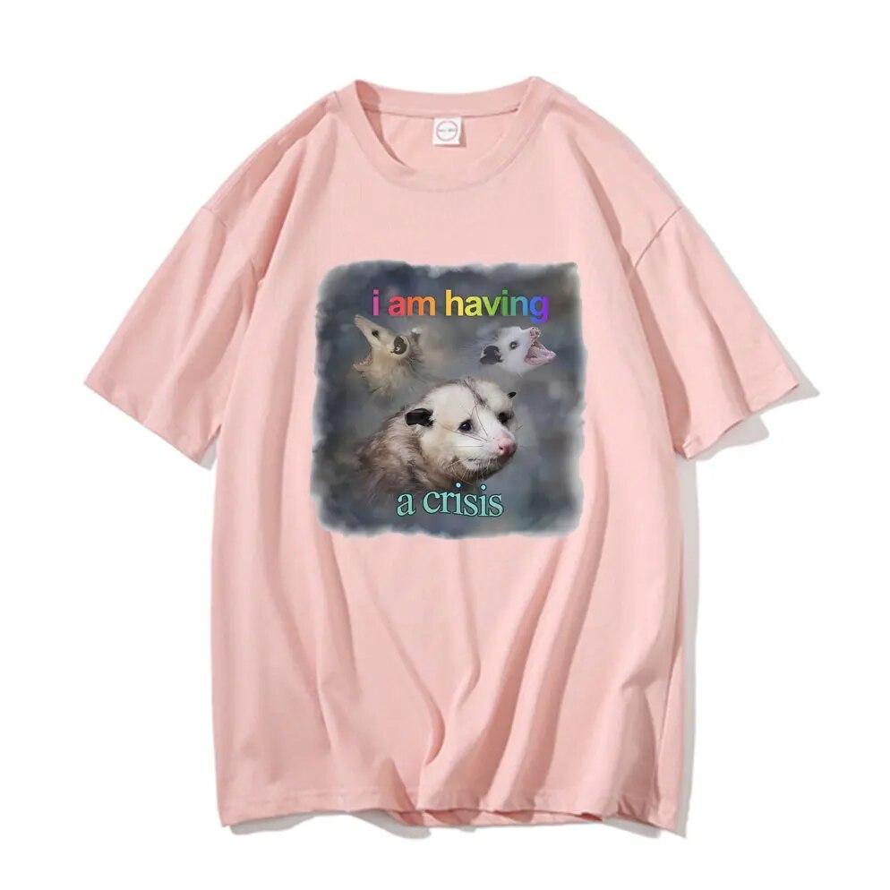 Забавная футболка с рисунком Possum Meme I Am Crisis Possum Word Art, милая женская футболка унисекс, повседневная футболка большого размера, уличная одежда