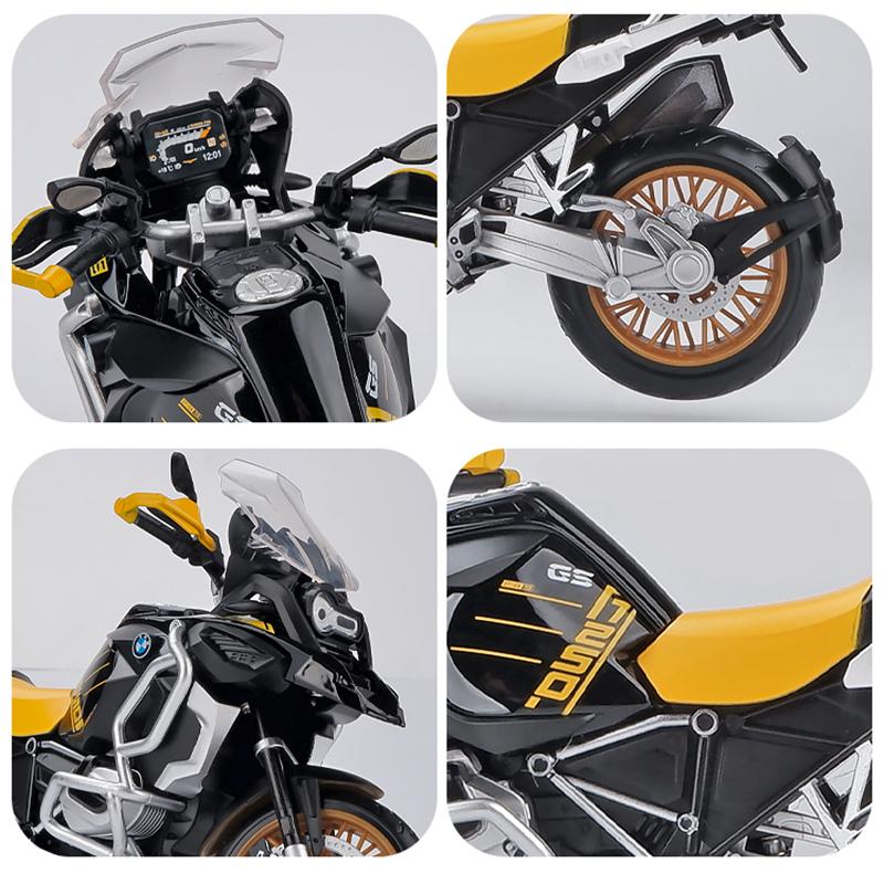 Масштаб 1/12 R1250 GS, литая под давлением модель мотоцикла, игрушка со звуком и светом для детей, коллекция подарков для мальчиков и девочек