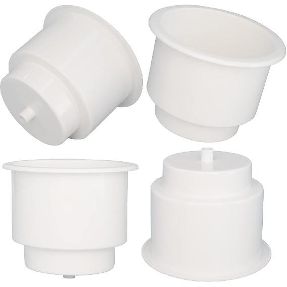 Yuanhe White Plastic Cup Drink Holder Ert With Drain For Boat Car Marine Rv, 4PCS