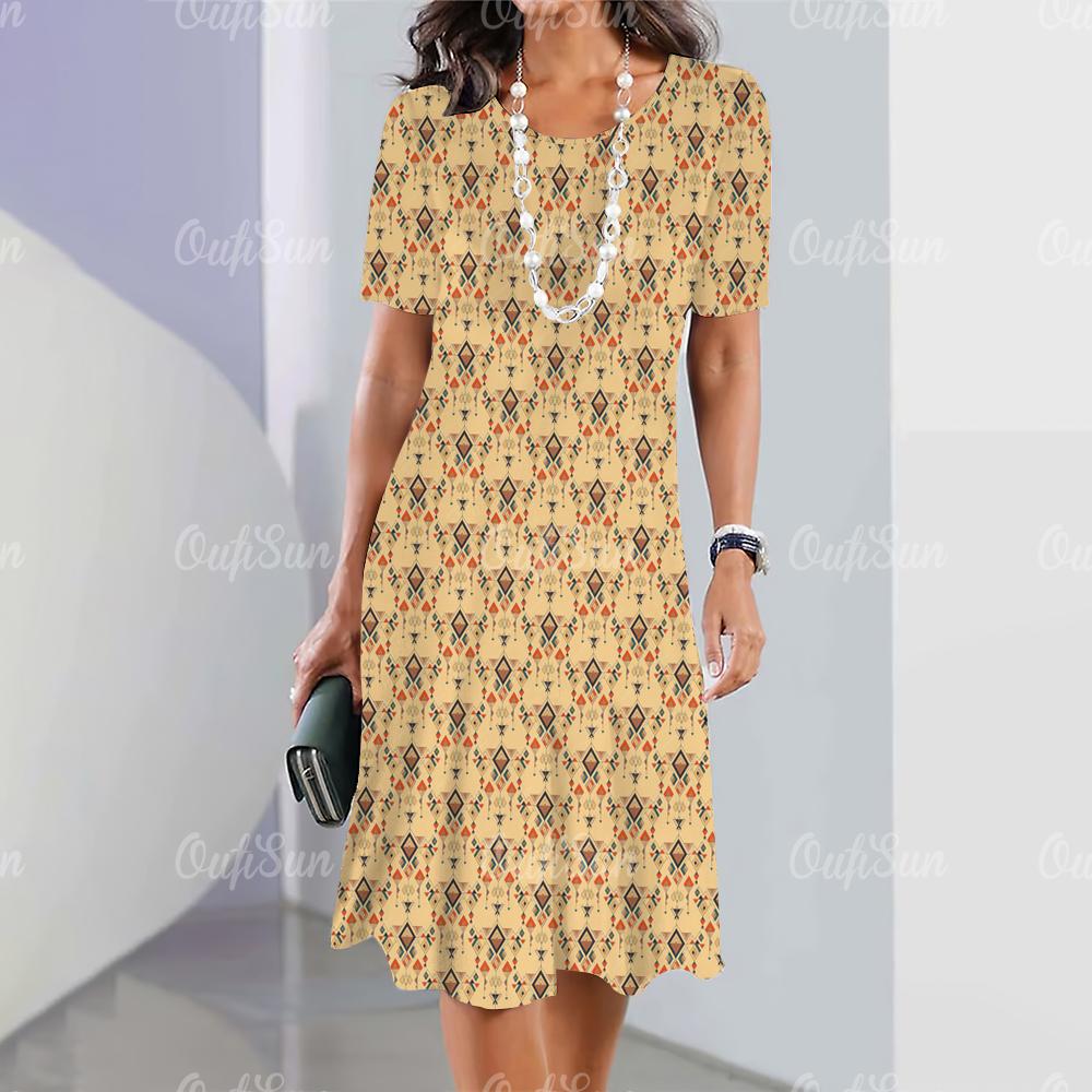 New Elegant Geometric 3D Print Women's Dresses Dresses Plus Size Female