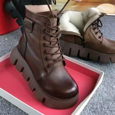 Мягкий кожаный бархат утолщенные теплые зимние ботинки женские 2025 осень и зима новые повседневные нескользящие хлопковые ботинки легкие ботинки Мартин