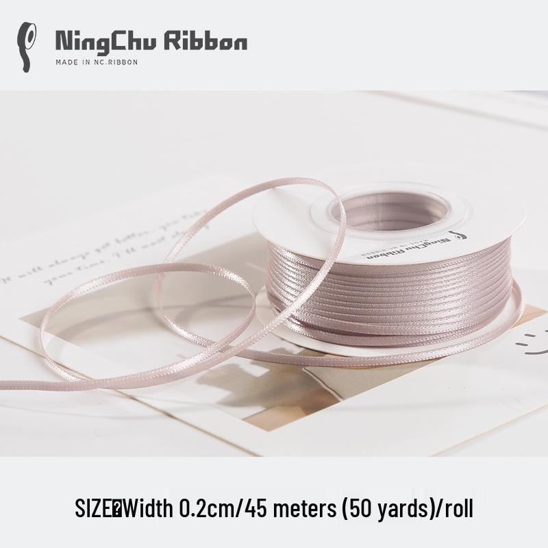 Двусторонняя атласная лента 2 мм для закладки, свадебных бантов и подарочной упаковки