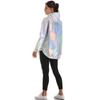 Unisex Shiny Jacket Laser Hooded Coat Iridescent Holographic Harajuku Sun Protect Top Plus Size
