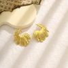 Temperament Retro Vertical Striped Stud Earrings High-Grade Stainless Steel Hollow Love Butterfly Earrings Women'S Niche Earrings