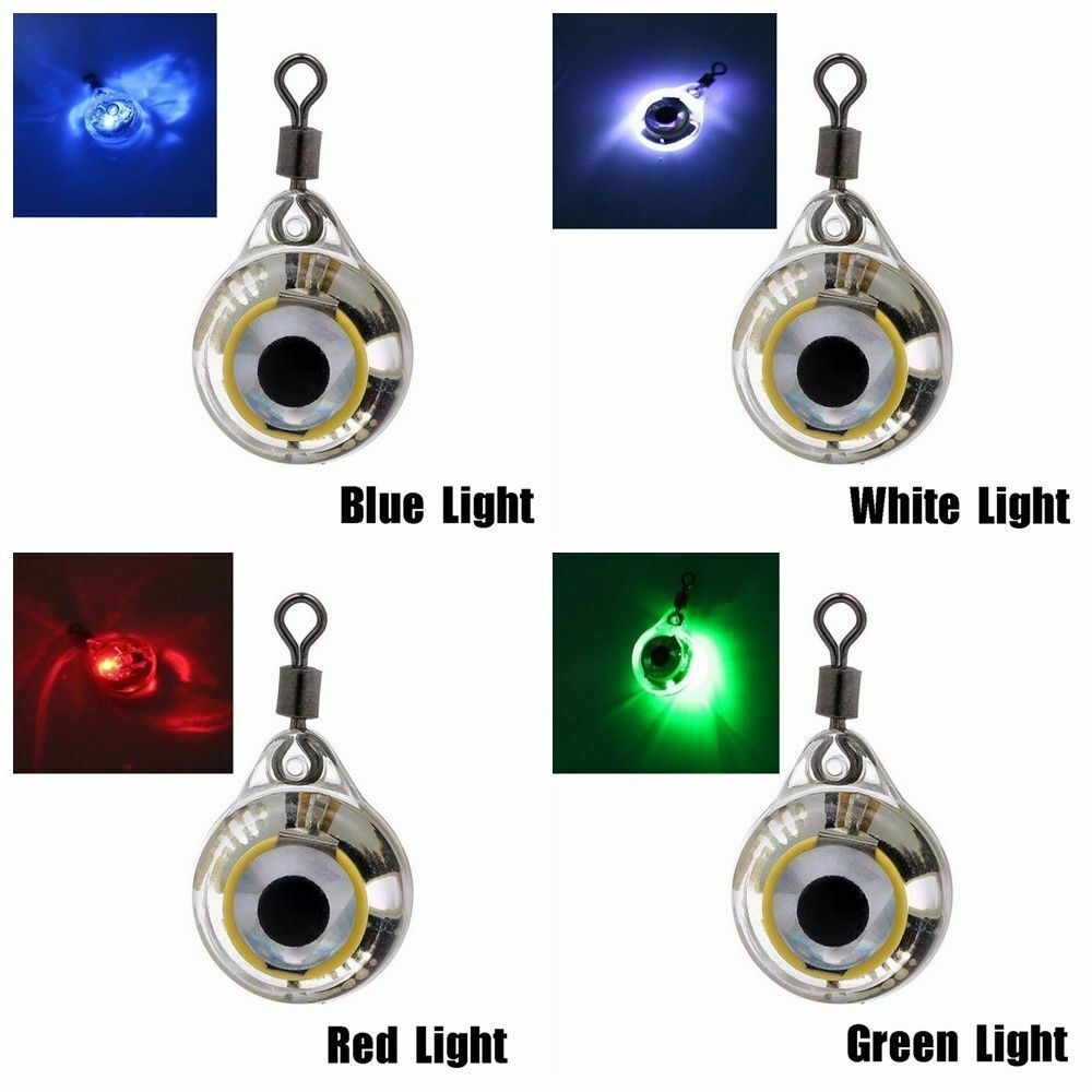 10pcs Mini Fishing Lure Light LED Deep Drop Underwater Eye Shape Fishing Squid Fishing Bait Luminous Lure for Attracting Fish