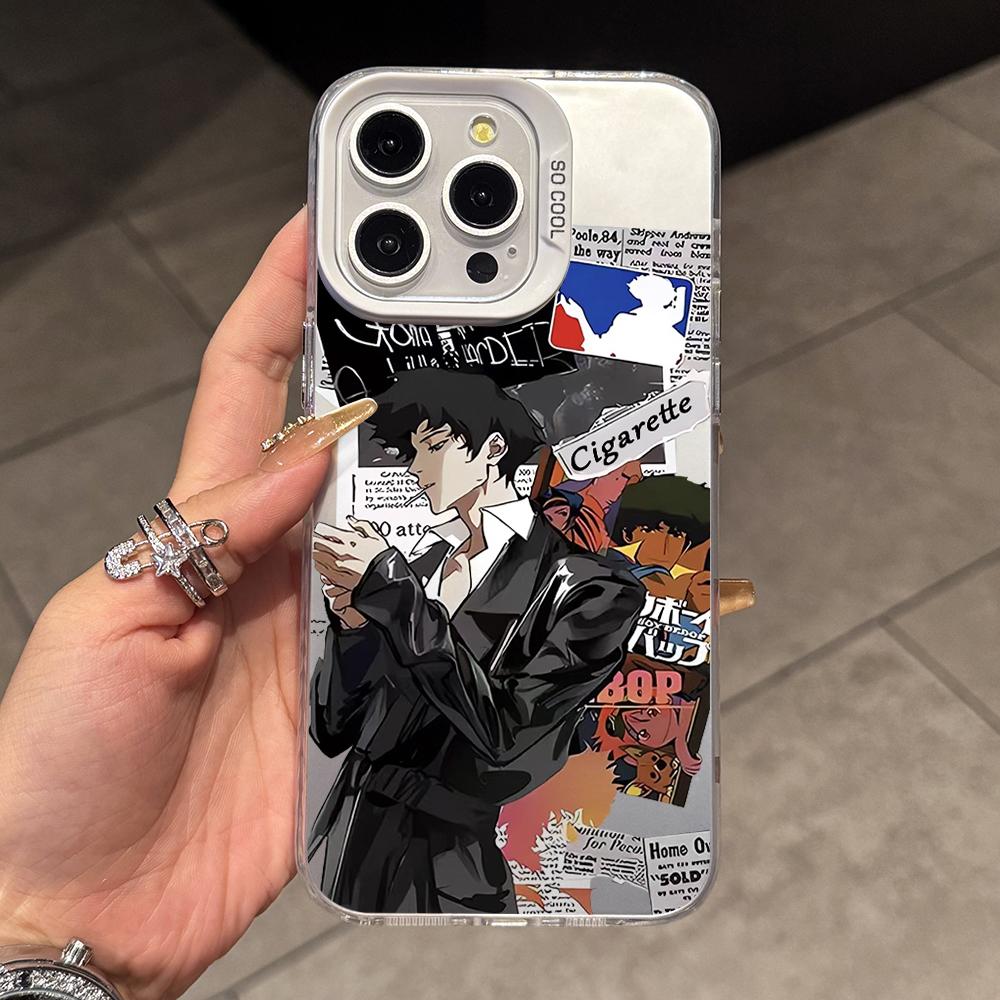 Anime Cowboys Bebop Phone Case for iPhone 17 Air 16 16e 15 14 Plus 13 12 11 Pro Max X Xs XR 8 Colorful Silver Hard Cover