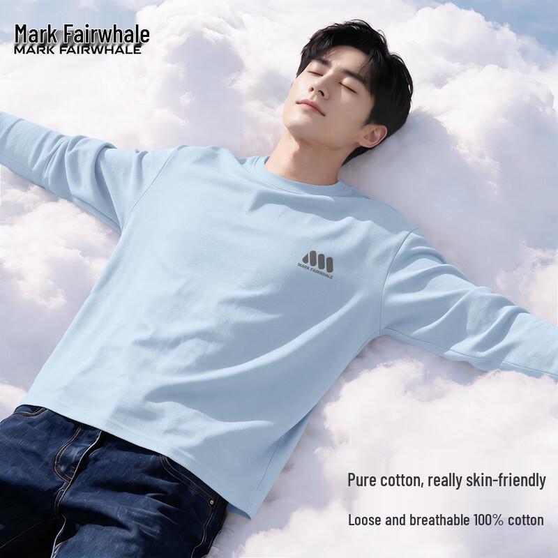 MARK FAIRWHALE Men's Casual Cotton Long Sleeve Crew Neck T-Shirt
