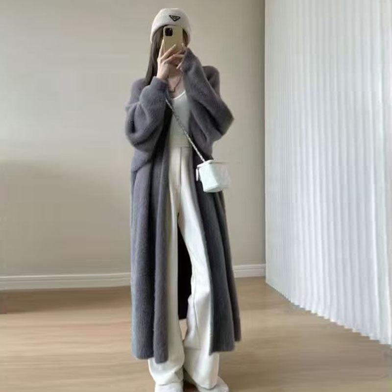 Новые вязаные кардиганы, пальто, однотонные, весна и осень, трикотажные рубашки, дизайн, высококачественный женский толстый топ с V-образным вырезом