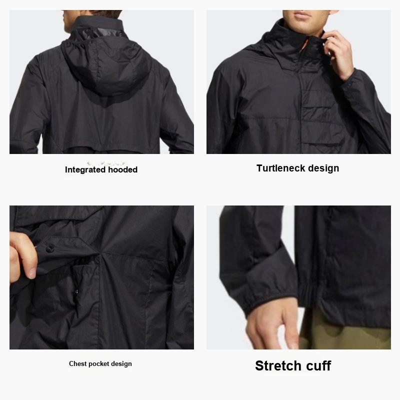 Adidas Куртка с капюшоном и длинным рукавом для защиты от солнца, мужские куртки, черная HN4535