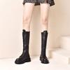 2024 Новые теплые женские высокие сапоги женские кожаные эластичные шнурованные высокие сапоги-трубы рыцарские сапоги на молнии длинные сапоги