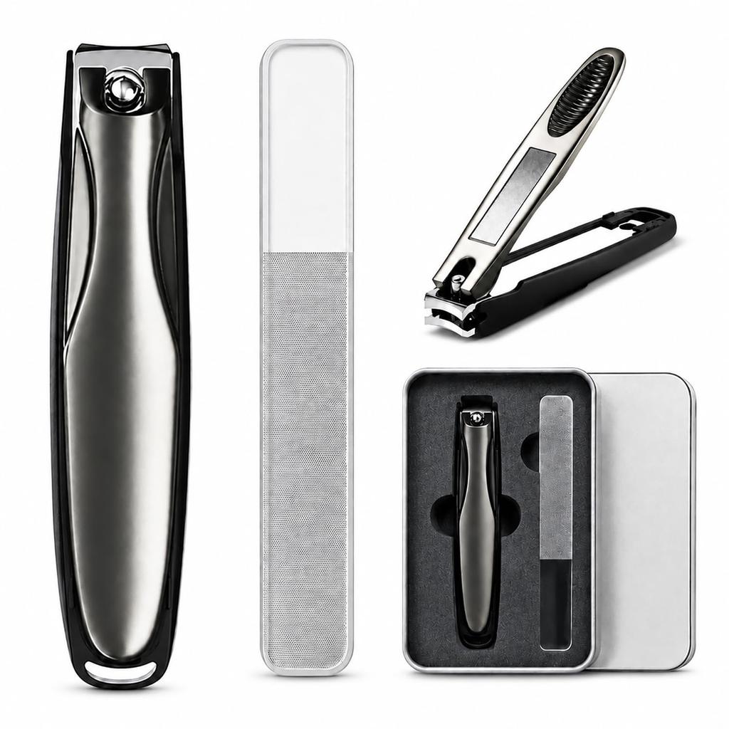 Premium Stainless Steel Nail Clippers with Sharp and Glass Nail Features a curved blade for ergonomic rust and is Suitable for thick nails and Blades,