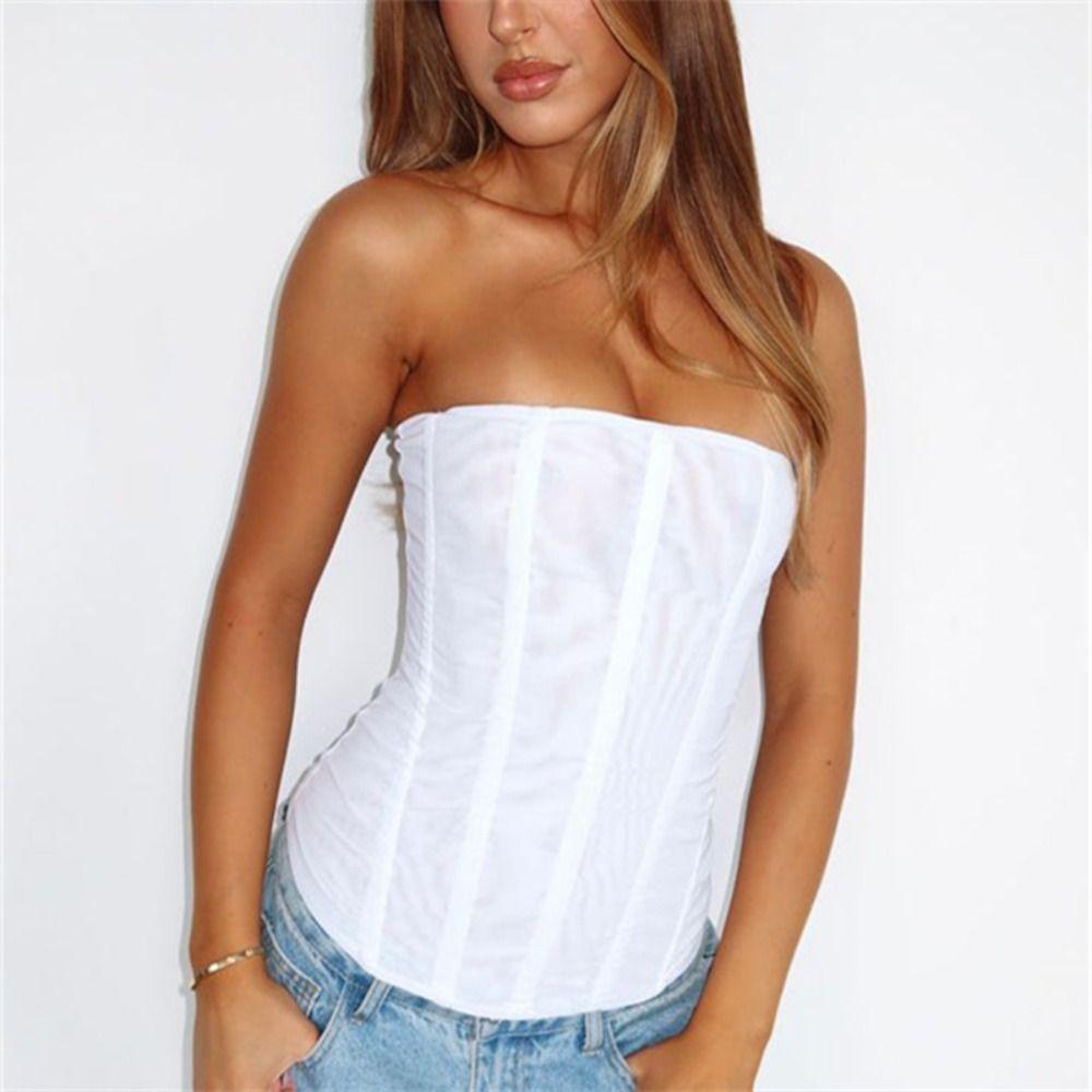 Zipper Closure Corset Top Backless Style Bustier Top New Tube Top Women