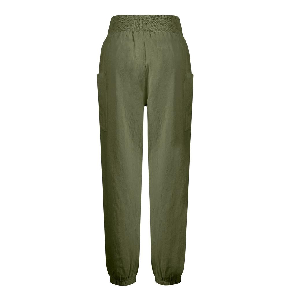 Женские брюки, легкие брюки, летние повседневные пляжные брюки с эластичной резинкой на талии и карманами