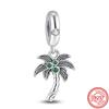925 Copper Four Leaf Clover Family Tree Coconut Tree Star Cactus Green Series Beads Fit Original Pantaro Charms Bracelet Zircon