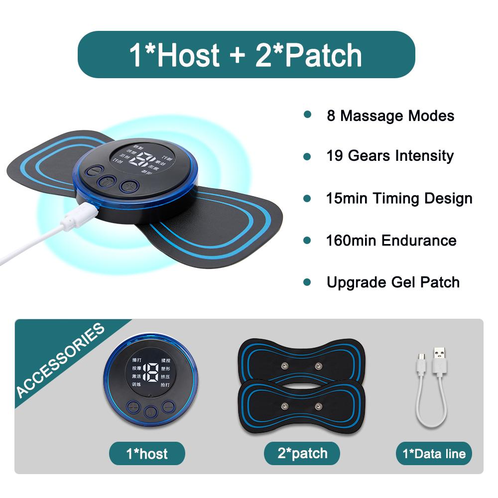 Electric EMS Neck Massager Mini Cervical Back Muscle Pain Relief Patch Stimulator Massageador Mat Portable Gel Pad Stickers Slim