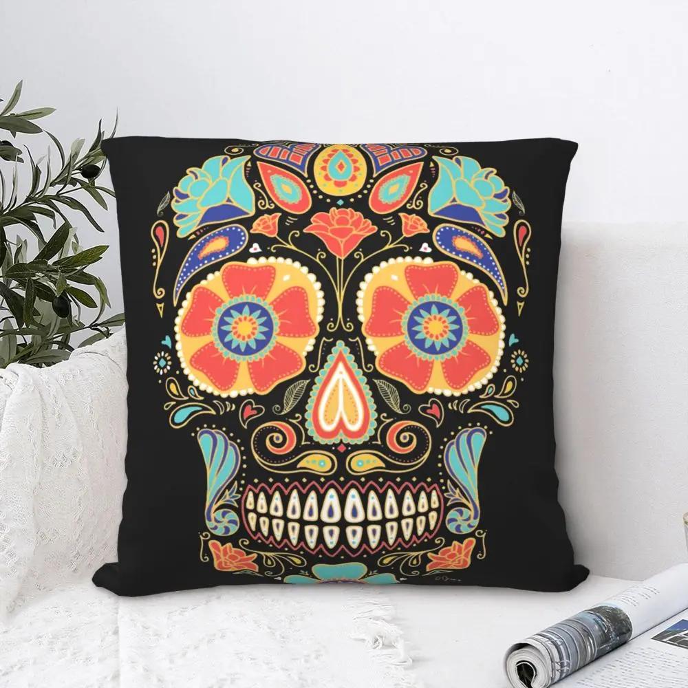 Sugar Skull Candy Pillowcase Double-sided Printing Cushion Cover Decoration Throw Pillow Case Cover Home Square