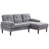 Corner Sofa, 3-Seater, L-Shape, Chenille, Wooden Legs, Armrests, 215 x 142 x 88 cm, Grey
