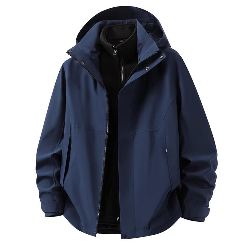 Mens/Womens 3-in-1 Removable Hooded Outdoor Rain Jacket With Fleece Liner Waterproof Windproof Hiking Camping Cycling