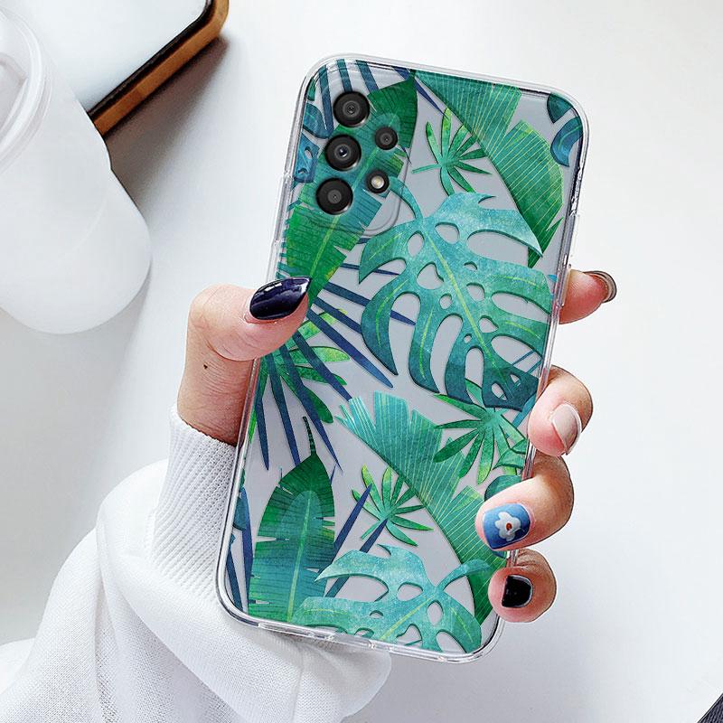 Чехол для телефона Samsung A53 5G A33 Цветочный силиконовый чехол для Samsung Galaxy A73 Fundas Coque Прозрачный мягкий Capas Цветочный ТПУ
