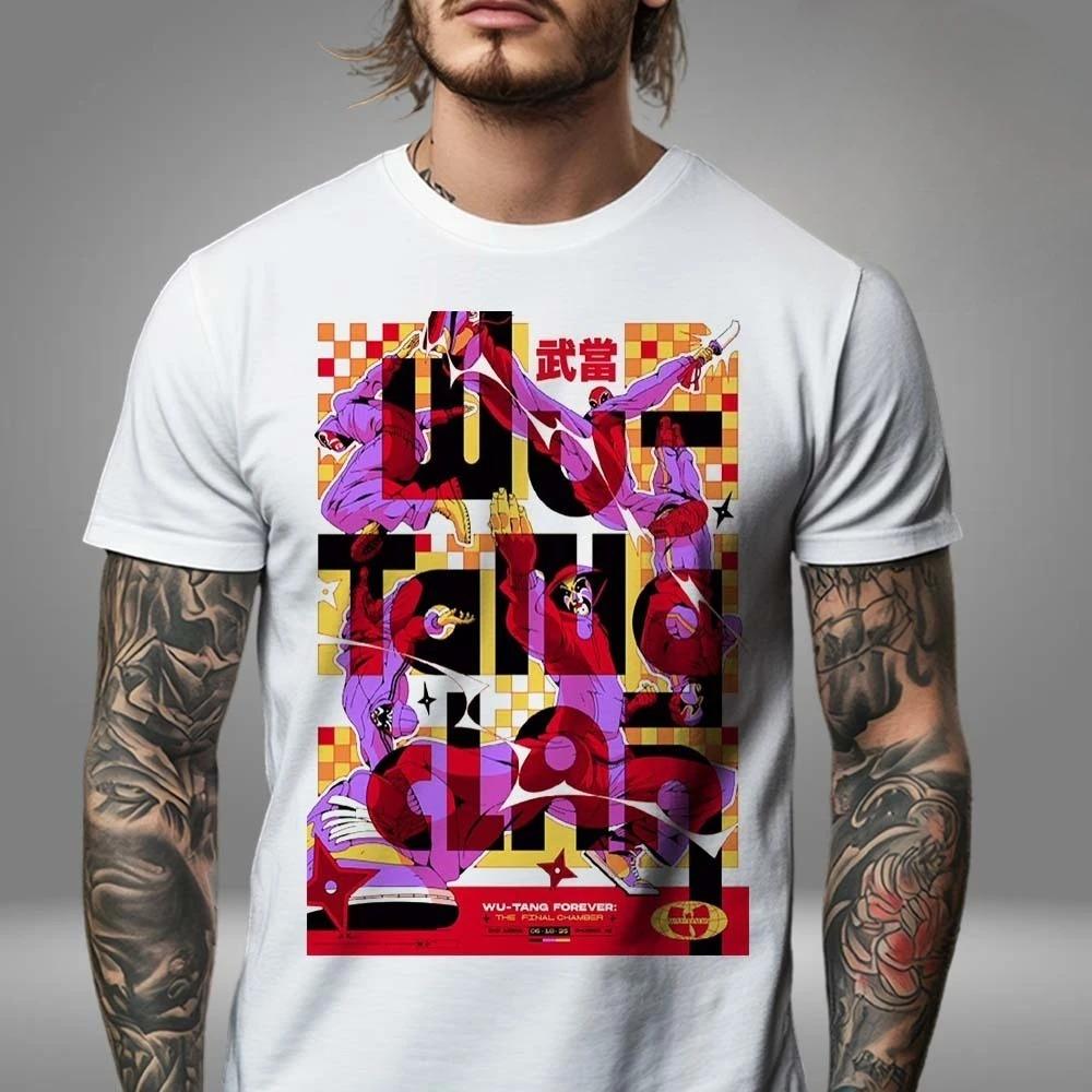 Wu Tang Clan Глобальный Тур Мерч Графический Принт Футболка Высококачественная Роскошная Мужская Женская Топ Мода Y2k Оверсайз Свободная Повседневная Хлопковая Футболка