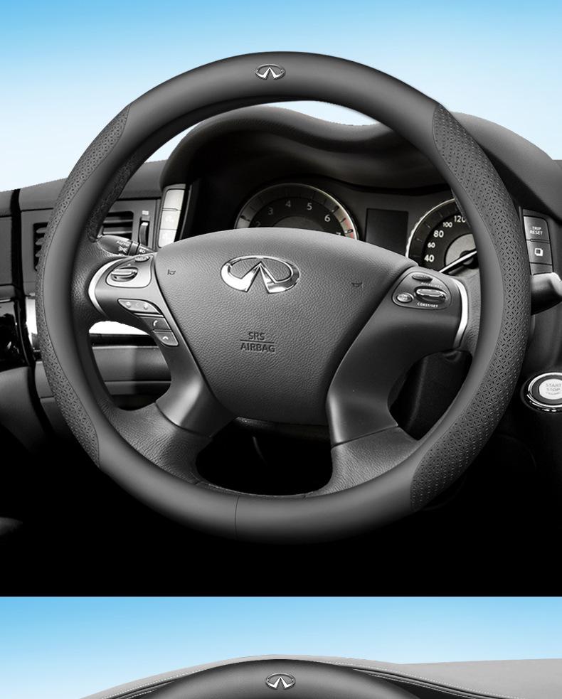 Чехол на руль из натуральной кожи для Infiniti: Подходит для QX50, QX60, QX80, Q50, Q70L, Q50L, FX3 - Все сезоны