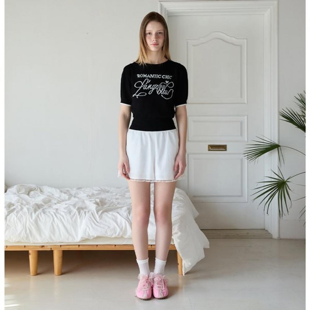 Egoist Volume Boucle Lettering Short Sleeve Knit Es2okh02