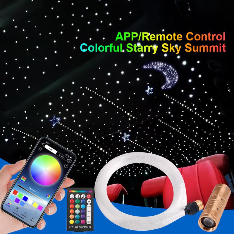 16 Вт Мерцающая RGB Декорация Потолка Салона Автомобиля Звездное Небо Светодиодная Оптоволоконная Подсветка Модификация Потолка Звездные Огни Управление Через Приложение Музыку Пульт Дистанционного Управления