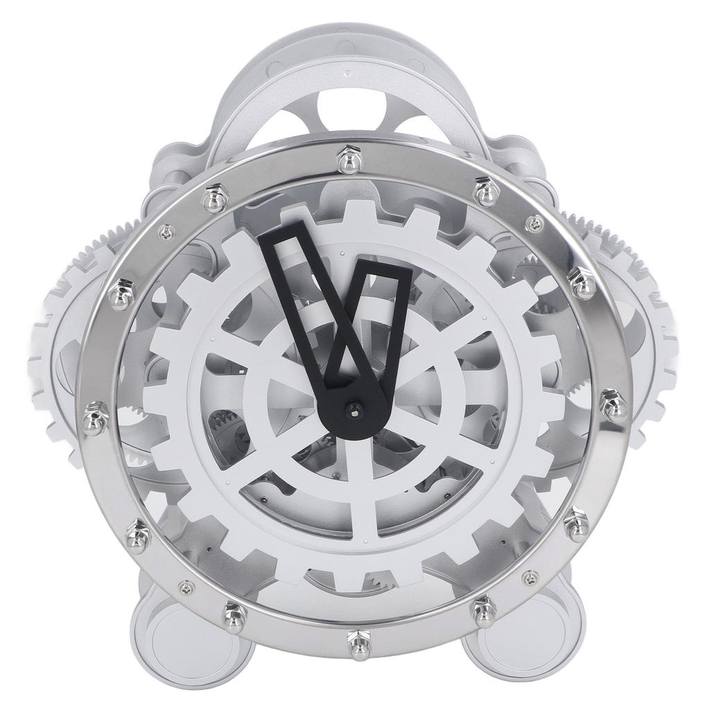 Шестереночные часы Двойная подставка Шестеренки Вращающиеся часы Нержавеющая сталь Винтажный Индустриальный Механические