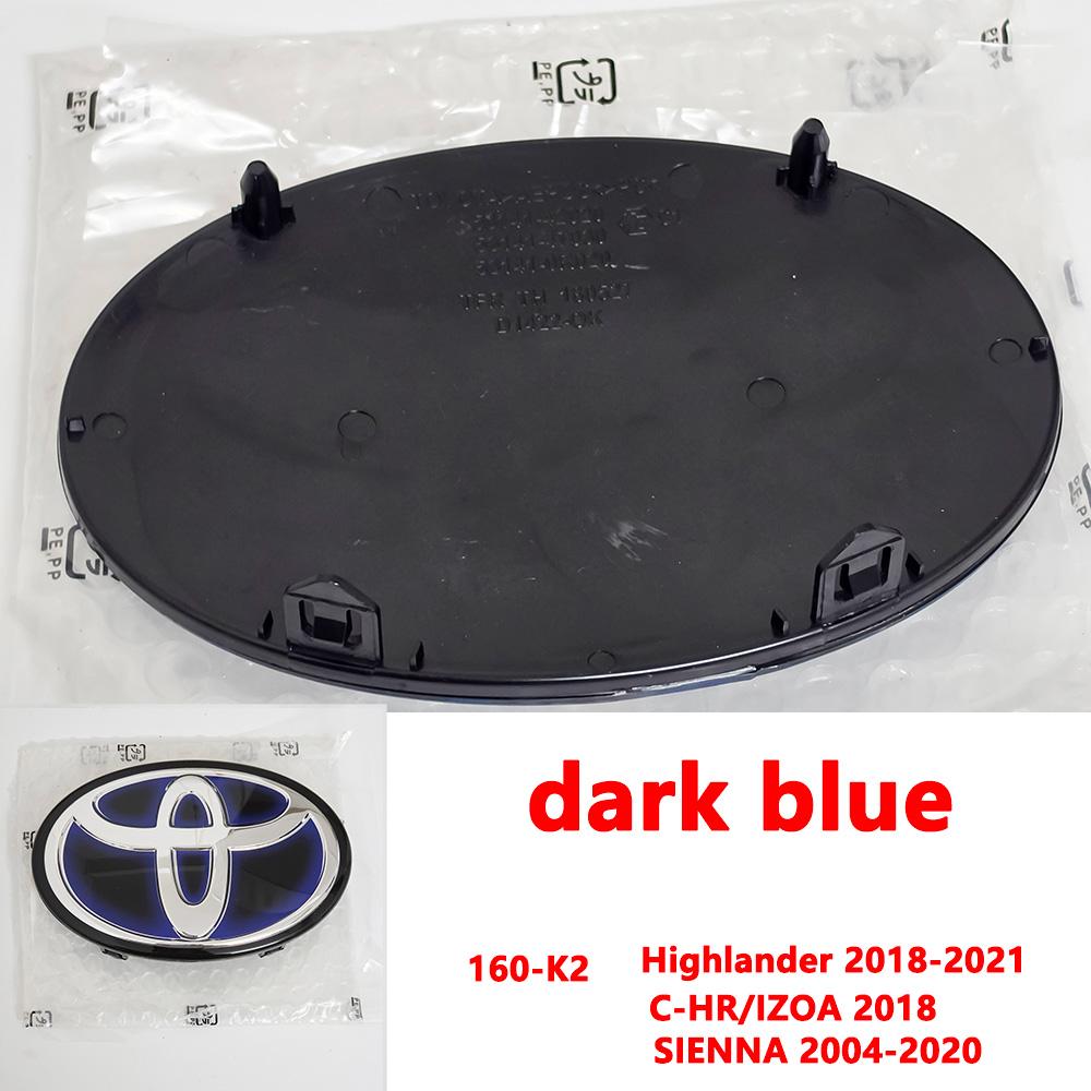 VJN4  For Toyota RAV4 Corolla Camry Land Cruiser Sienna C-HR AVALON Front Grille Hood Badge Replacement Dark Blue Hybrid Logo