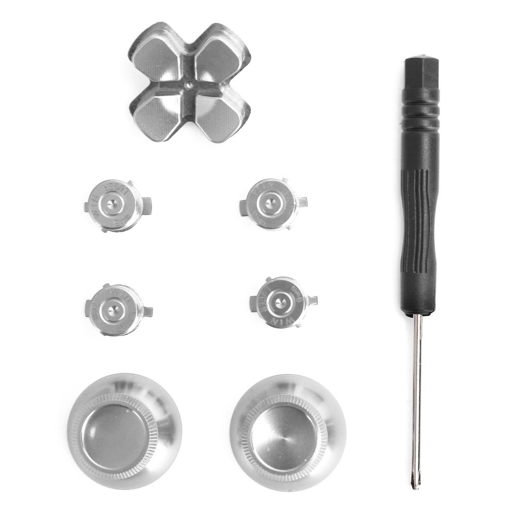 Игровой контроллер, кнопки из алюминиевого сплава, набор джойстиков, запасные части для PS4Silver