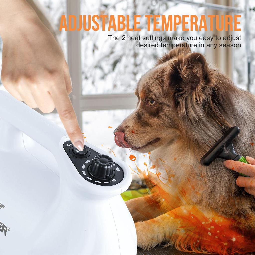 XPOWER B-123 White Commercial Multi-directional Pet Dog Cat Hair Dryer & 3nozzle EU Plug