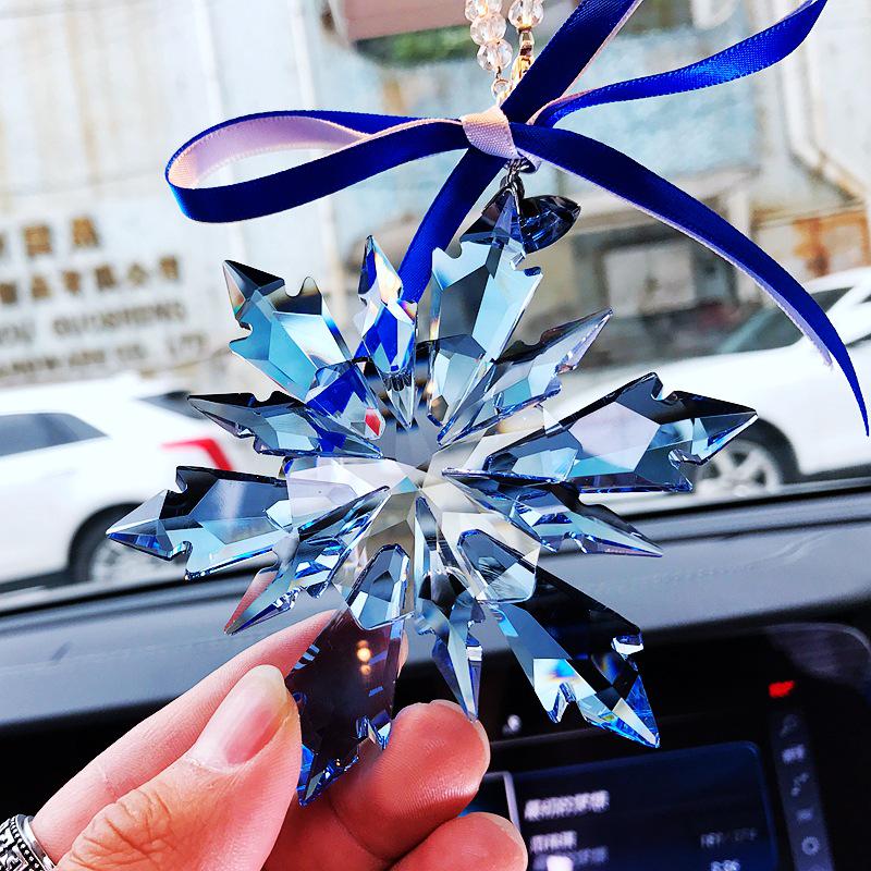 Goddess Style Crystal Snowflake Car Mirror Pendant - High-End Interior Ornament