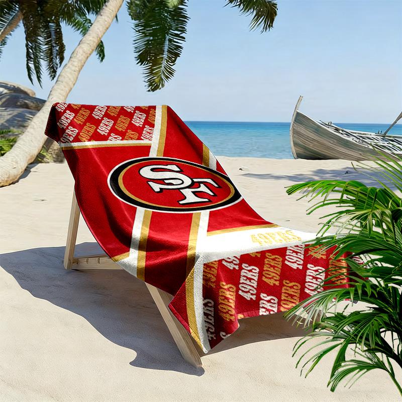 San Francisco 49ers Print Beach Towel, Large Soft Quick Dry Towel for Beach Camping Swimming