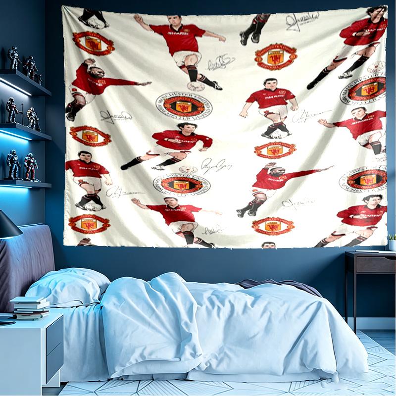 Manchester Football Print Tapestry, Lightweight Wall Hanging, for Bedroom, Dorm, Living Room, Home Art Decor - Birthday Christmas Gift for Friends