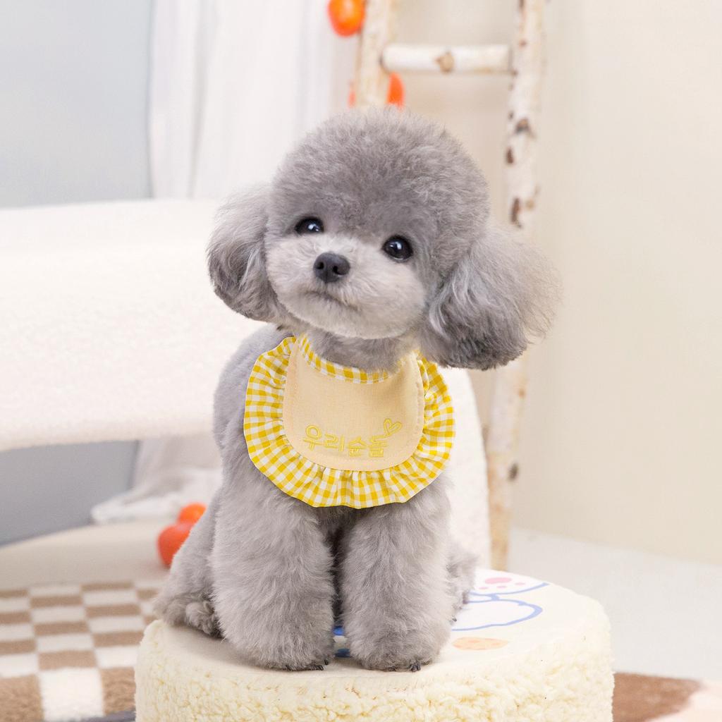 Корейский INS Милый Вышивка Клетка Ошейник для Питомца Кот Собака Бандана Бишон Фризе Тойтерьер Маленькая Собака Товары для Животных Аксессуары для Одежды Щенка