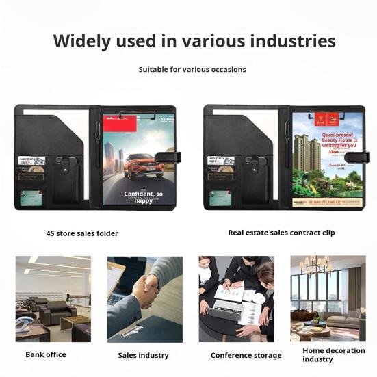 Многофункциональная папка для документов формата А4 с буфером обмена и карманом для калькулятора, держателем для карт, портфолио с зажимом для документов для делового офиса
