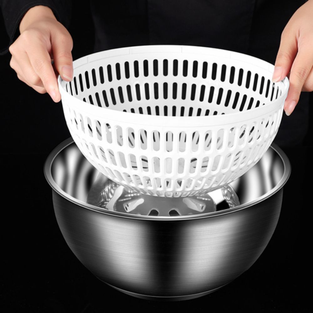 Manual Vegetable Dehydrator Stainless Steel Fruit Washer Salad Spinner Kitchen Accessories